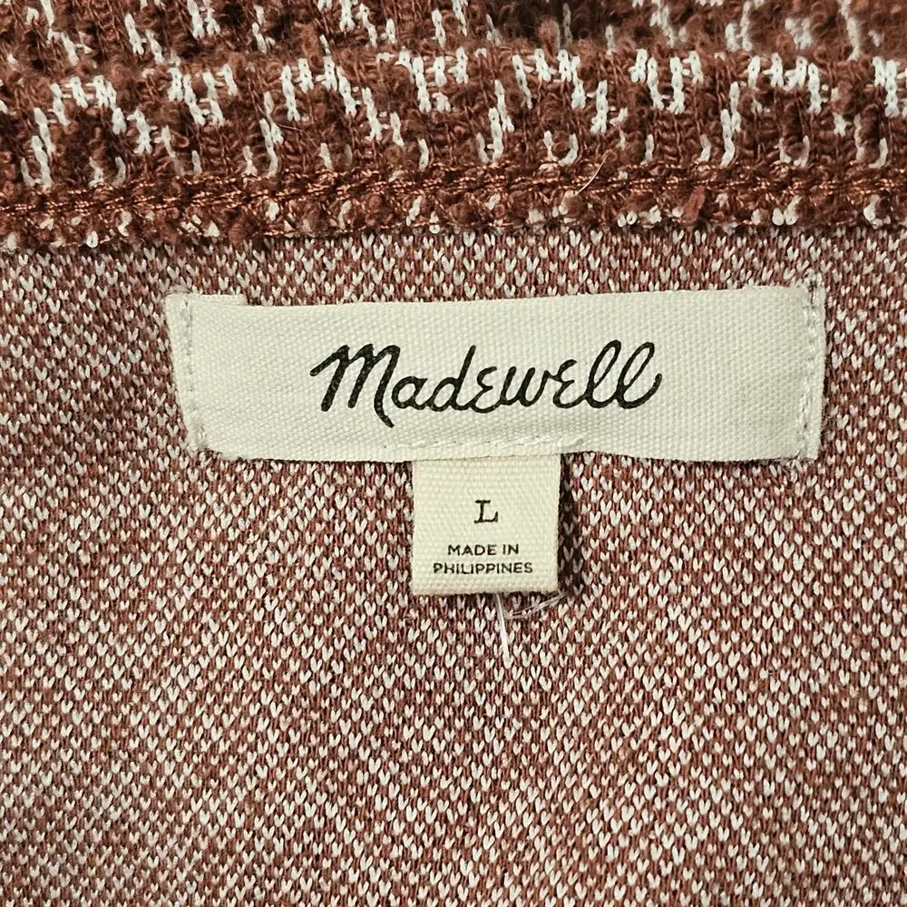 MADEWELL Jacquard Puff Sleeve Top in Dark Merlot Size L